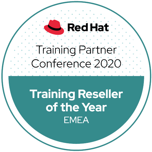 Red Hat Training Reseller Of The Year EMEA 2020 award badge